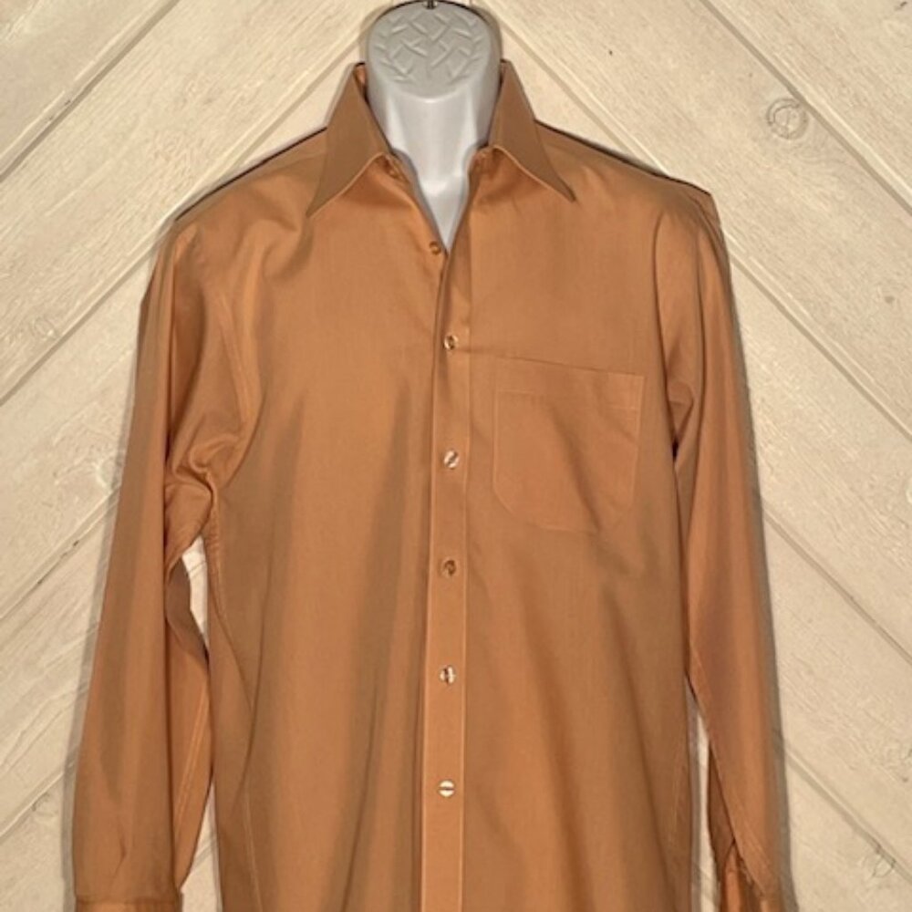 LUMO Men’s Peach Long Sleeve Shirt Medium (15 2/3) Button Up creamsicle orange